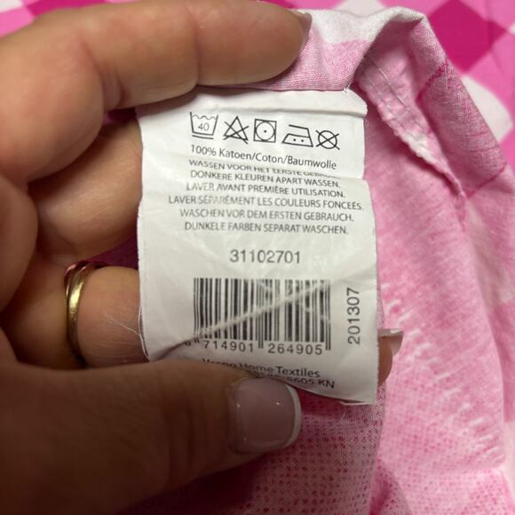 Lief! Girls' Pink Gingham Reversable Twin Duvet‎ Cover - Picture 9 of 9